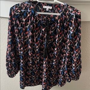 Chaus Women's Black, Blue and and Pink Printed Blouse